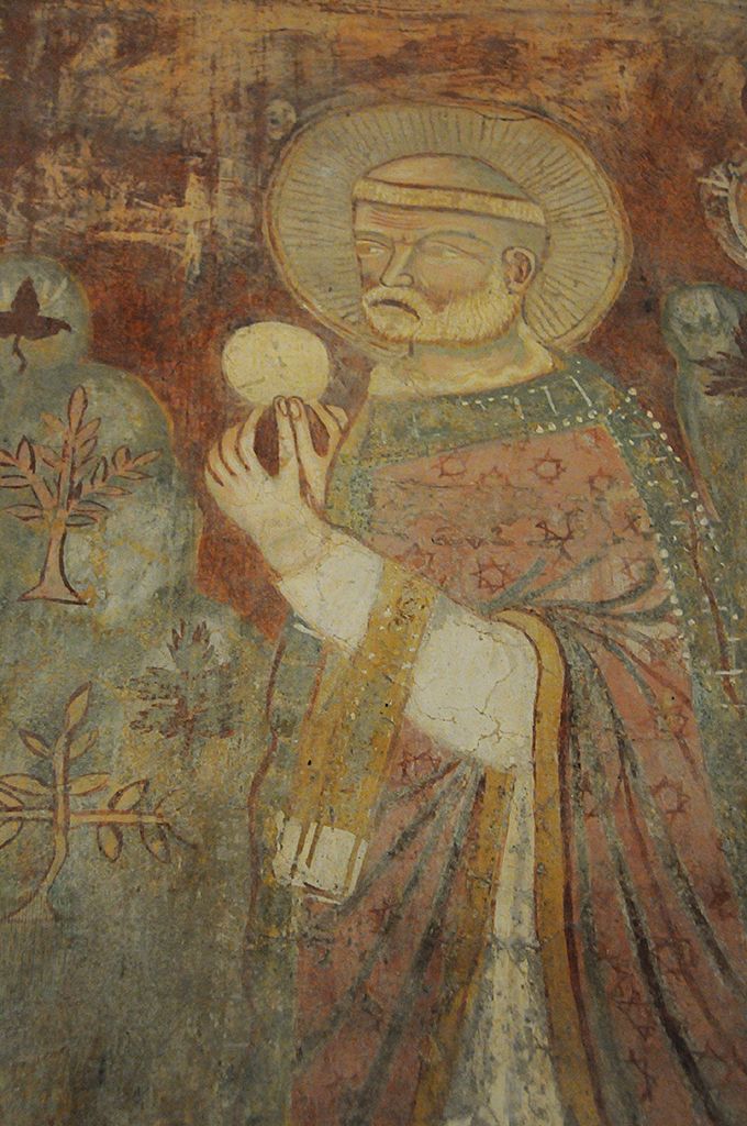 Dettaglio degli affreschi nell'abbazia di San Giovanni in Argentella — Foto: Silvio sorcini, CC BY-SA 4.0, via Wikimedia Commons
