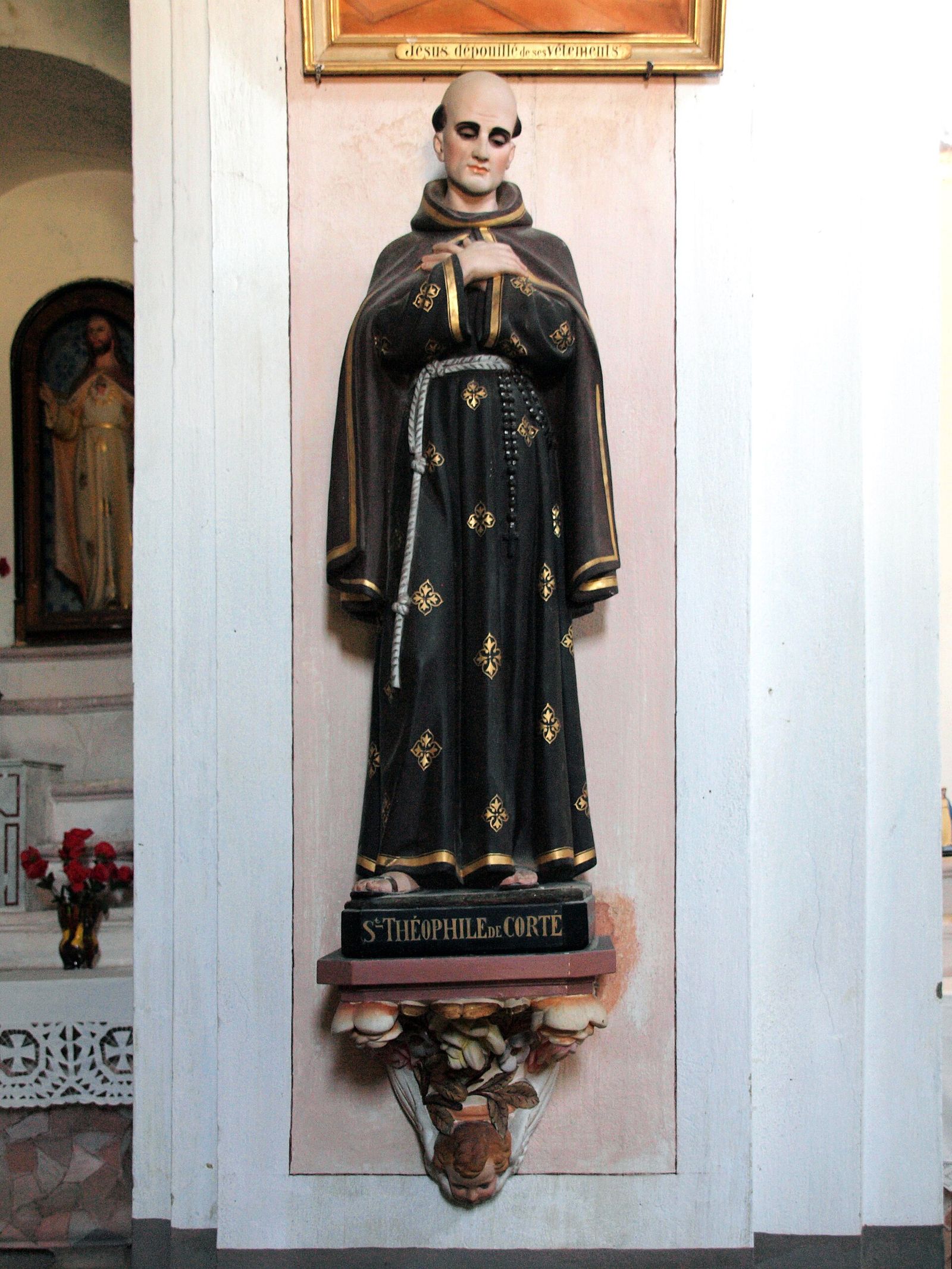 Statua di San Teofilo da Corte, che si formò al convento di Palombara Sabina — Foto: Pierre Bona, CC BY-SA 3.0, via Wikimedia Commons